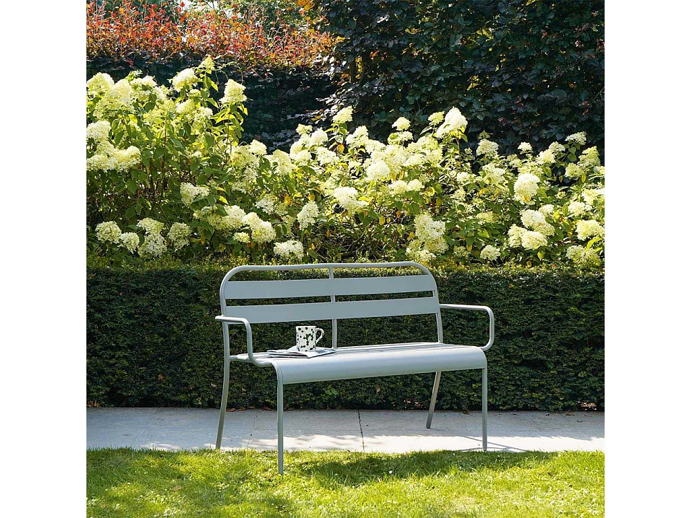 Banc de jardin en aluminium 2 places gris galet SOHA