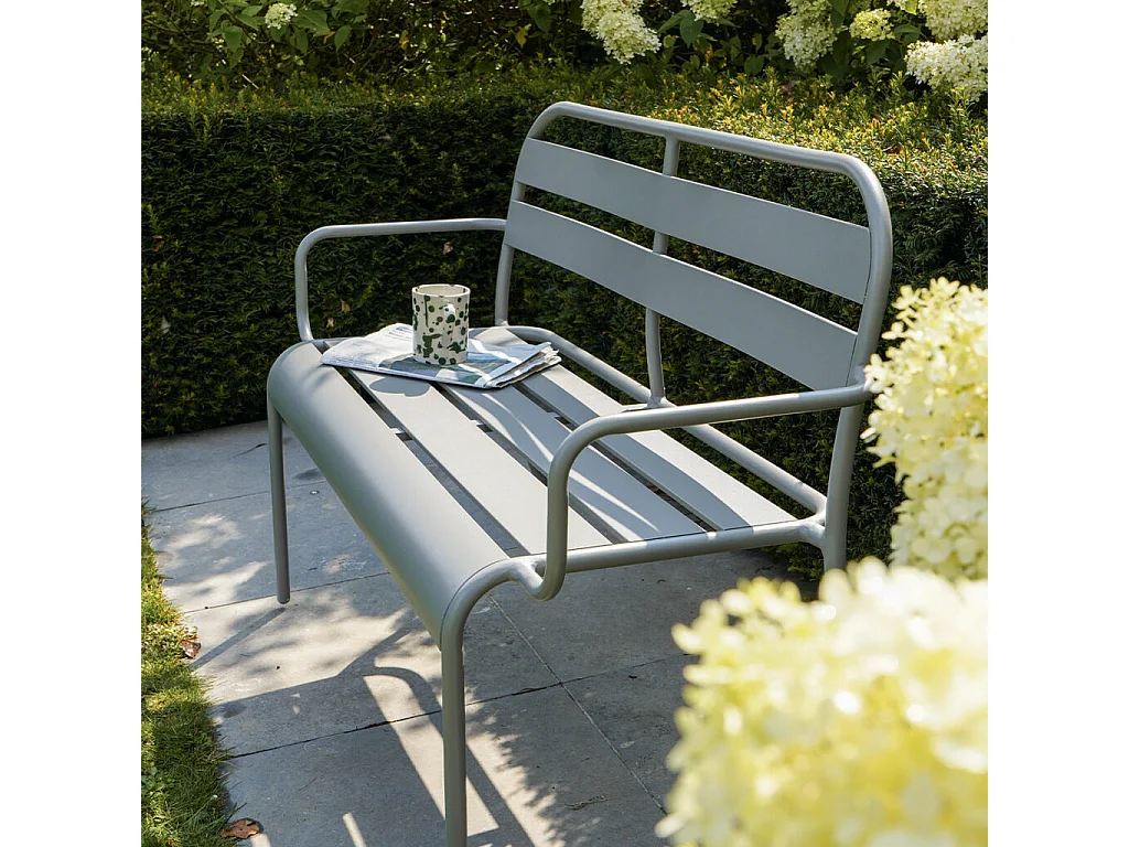 Banc de jardin en aluminium 2 places gris galet SOHA