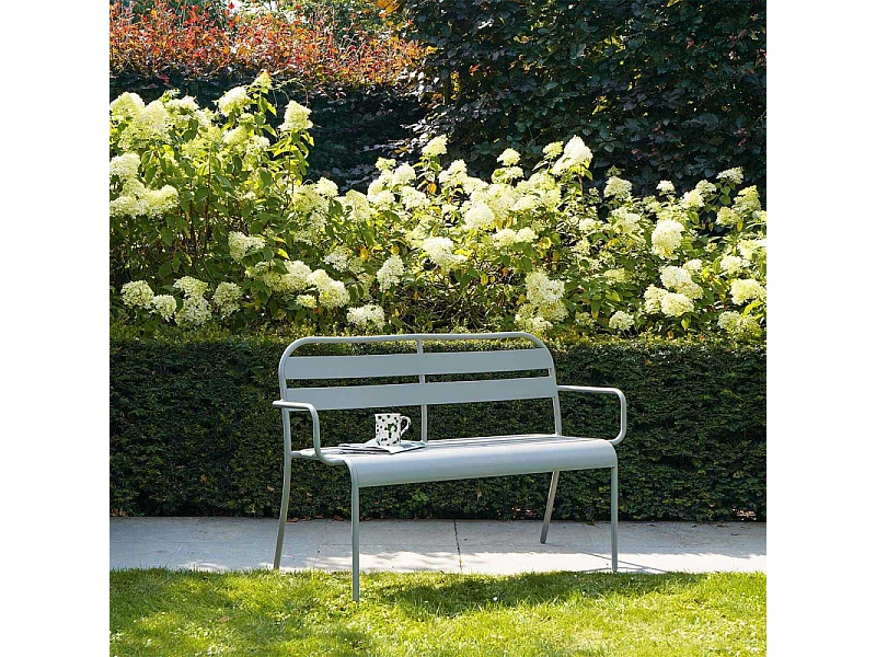 Banc en aluminium 118cm Gris Galet SOHA