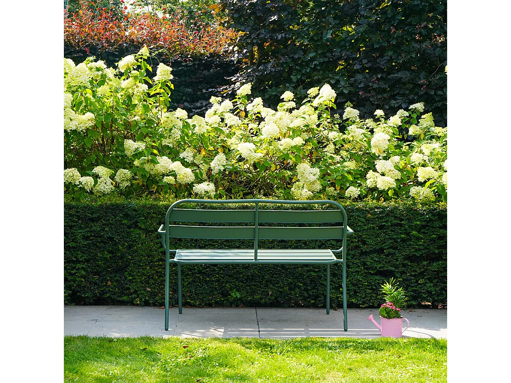Banc de jardin en aluminium 2 places vert forêt SOHA