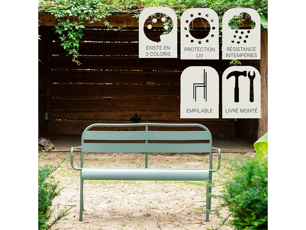 Banc de jardin en aluminium 2 places vert forêt SOHA