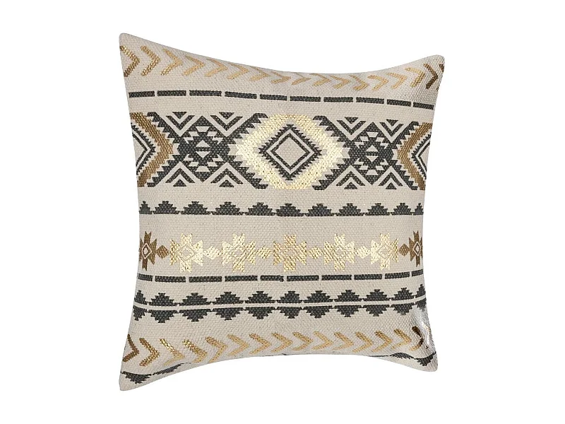 Housse de Coussin "Etnik Gold" 40x40cm Gris