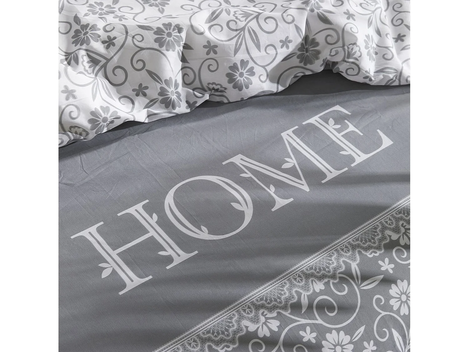 3-teiliges Bettwäsche-Set "Home" mit Blumenmuster 240 x 220 cm