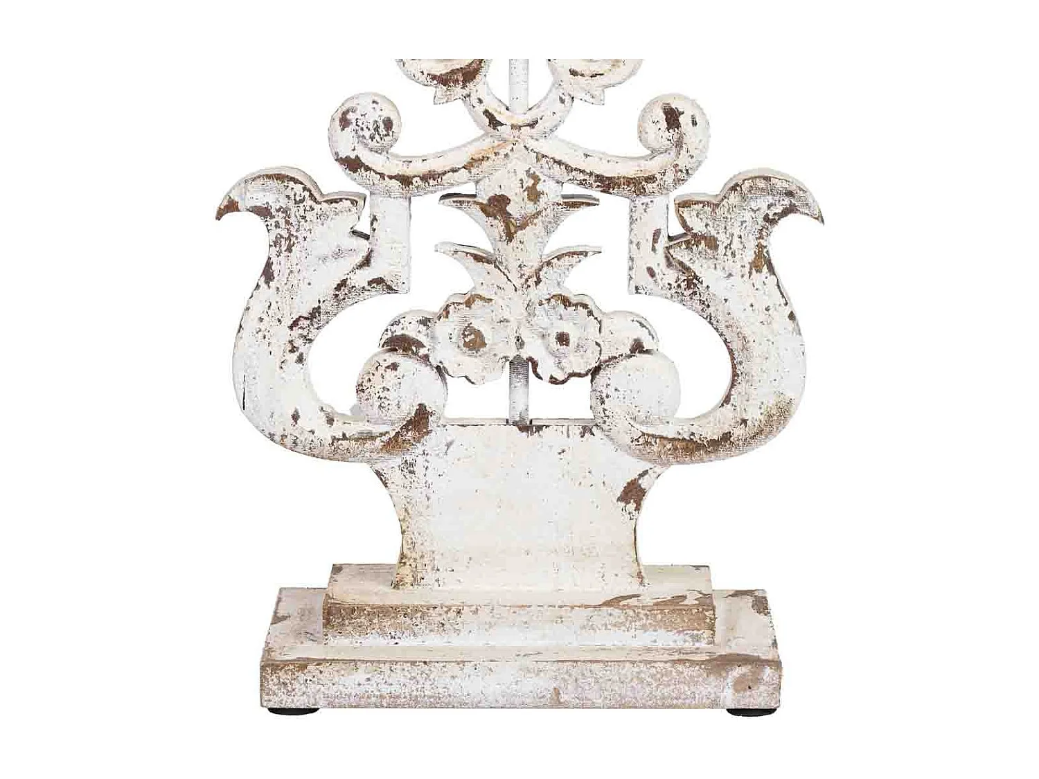 Lampe table bois/métal blanc vieilli