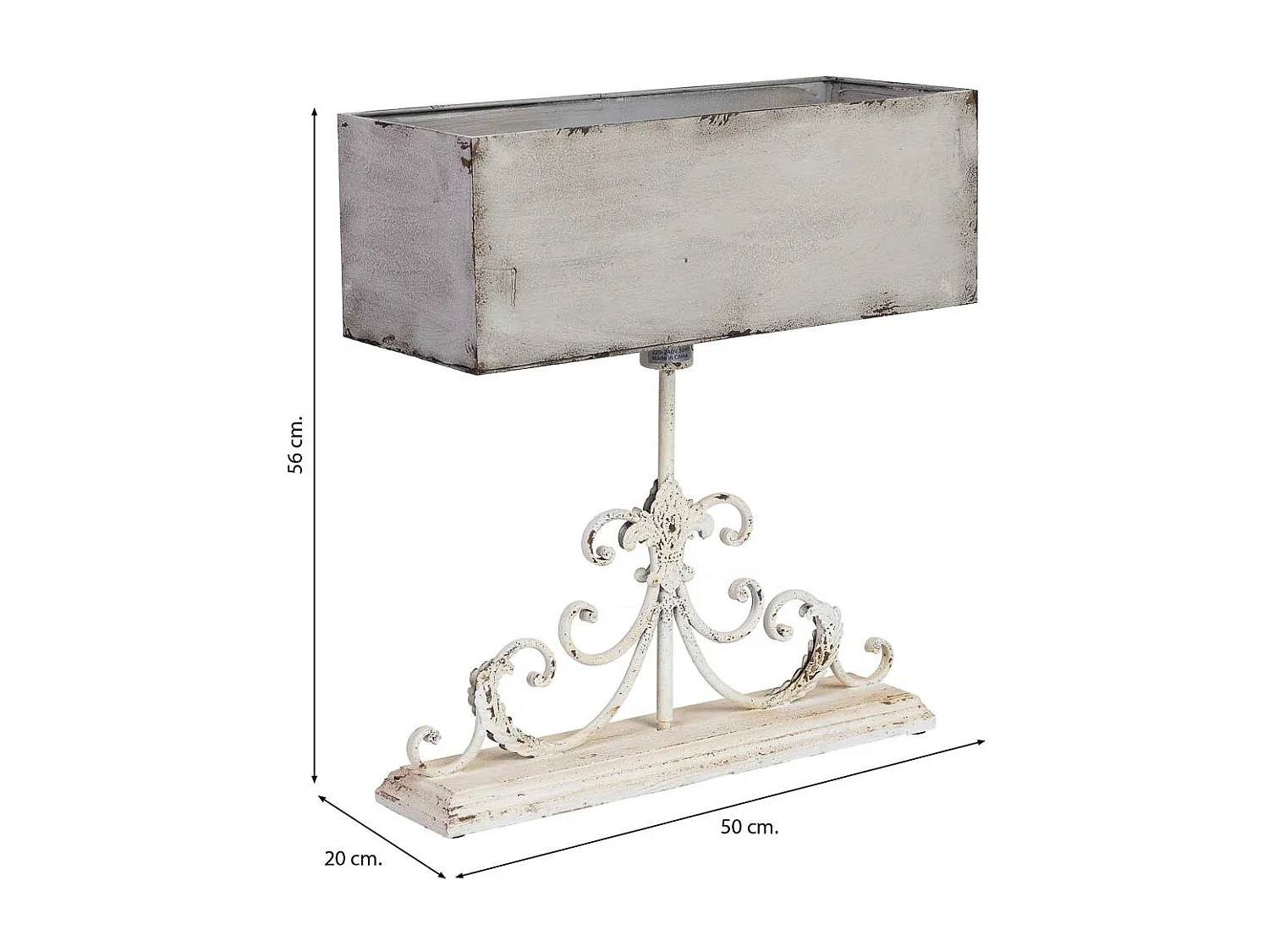 Lampe en bois et métal gris avec finition antique 50x20x56h cm