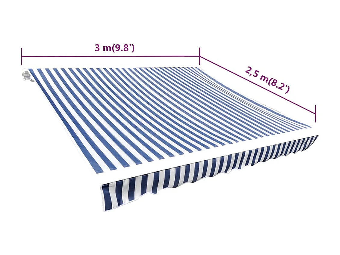 Markisenbespannung Canvas Blau & Weiß 3 x 2,5 m (ohne Rahmen)