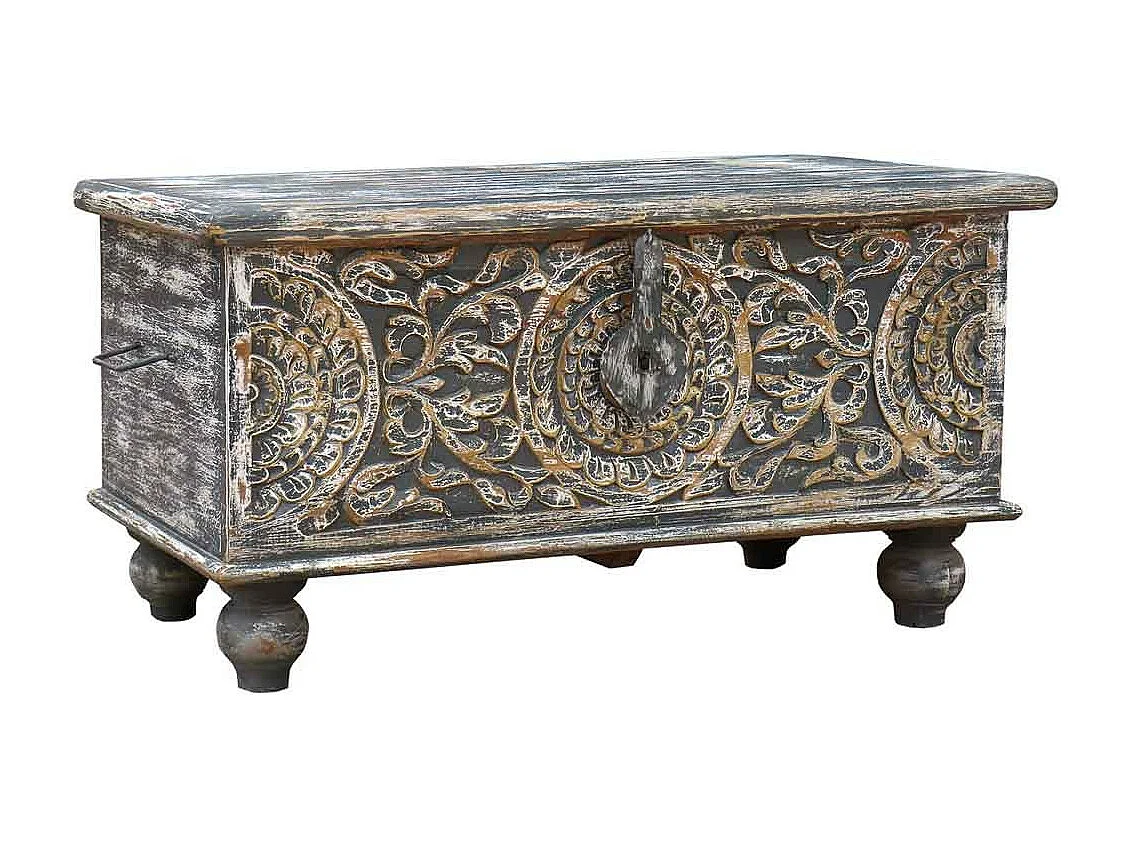 Coffre en bois artisanal 89x44x46h cm