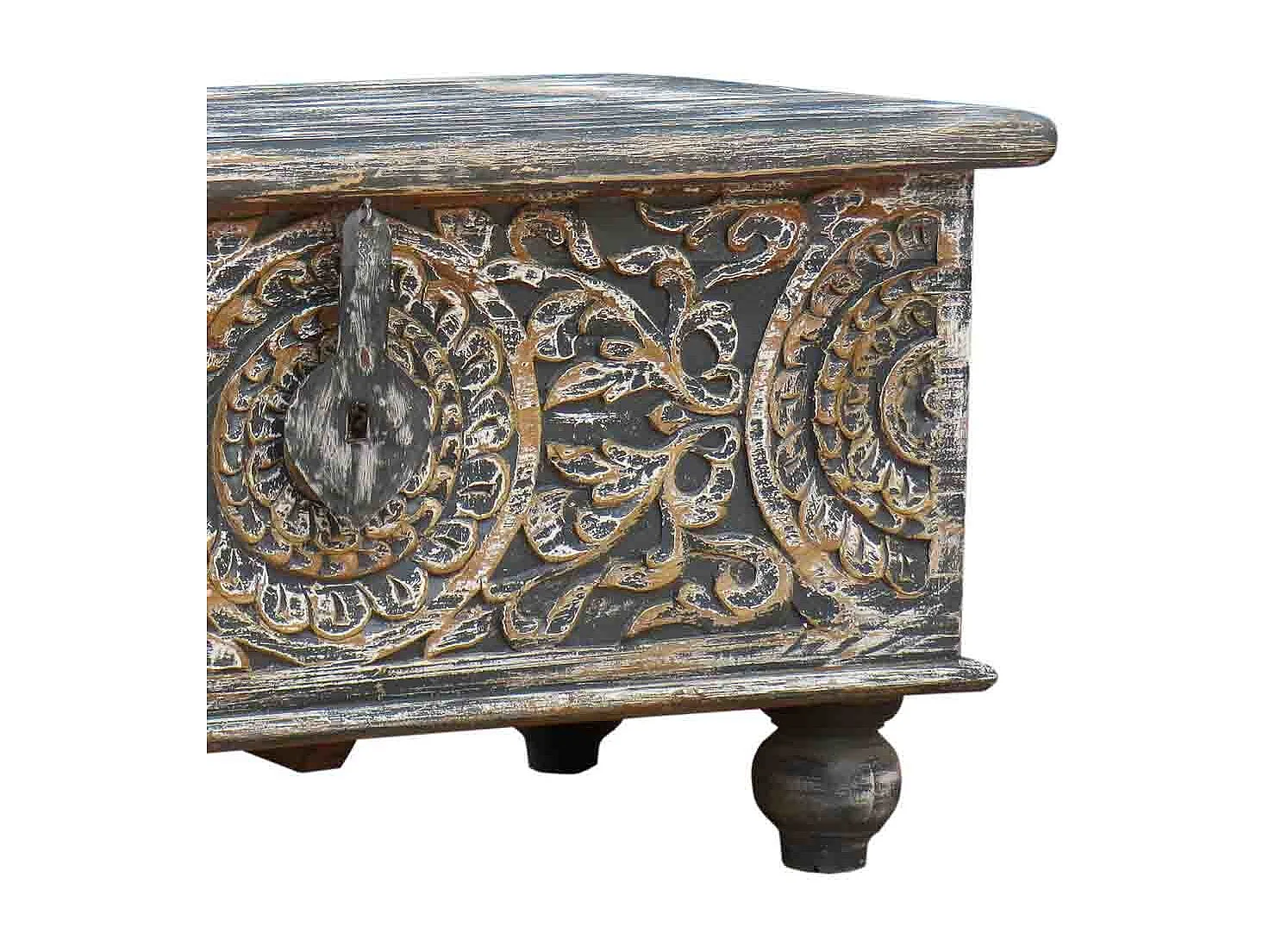 Coffre en bois artisanal 89x44x46h cm