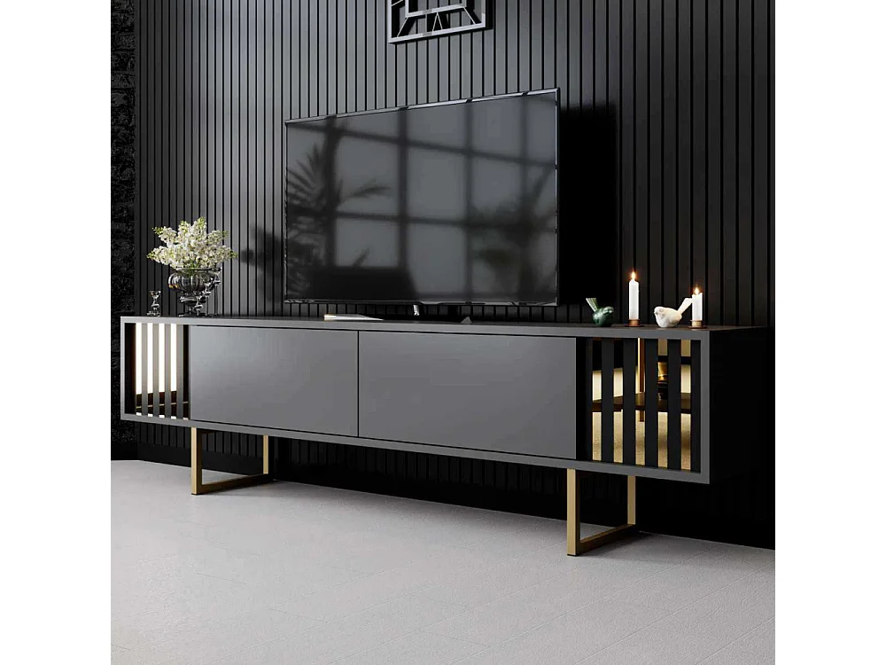 Meuble TV en aggloméré et métal Gold Line