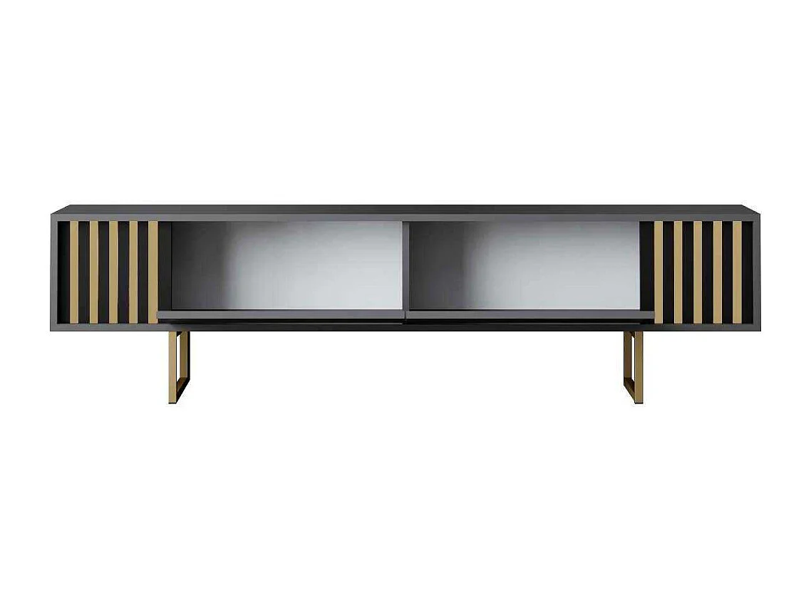 Mueble de TV – 180 cm x 30 cm x 48 cm – Antracita y Oro – MDF