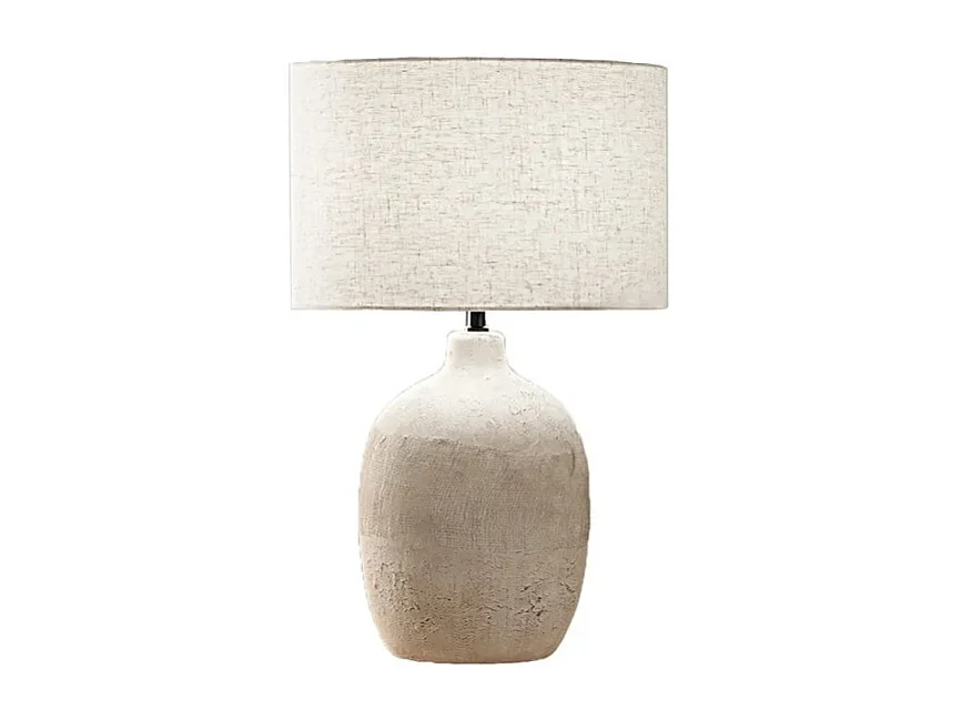 Perenz Keramik-Tischlampe, beige Farbe mit Stofflampenschirm, Durchmesser 35 cm, Höhe 55 cm, Leuchtmittel 1xE27 max. 60W nicht im Lieferumfang enthalten