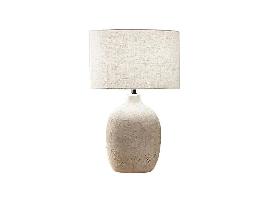 Perenz Keramik-Tischlampe, beige Farbe mit Stofflampenschirm, Durchmesser 35 cm, Höhe 55 cm, Leuchtmittel 1xE27 max. 60W nicht im Lieferumfang enthalten