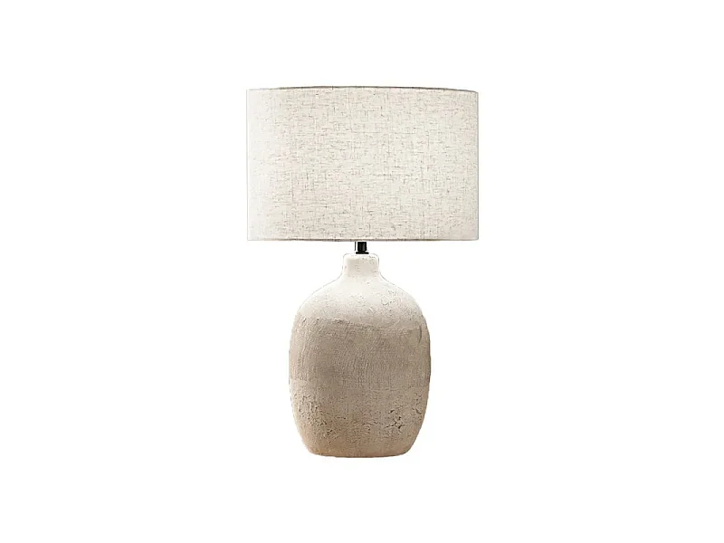 Lampe de table Perenz en céramique beige avec abat-jour tissu d.35 cm H55 cm, 1xE27 max 60W, style naturel élégant