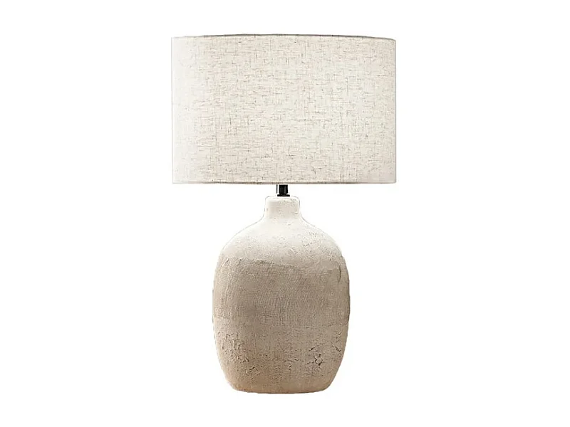 Lampe de table Perenz en céramique beige avec abat-jour tissu d.35 cm H55 cm, 1xE27 max 60W, style naturel élégant
