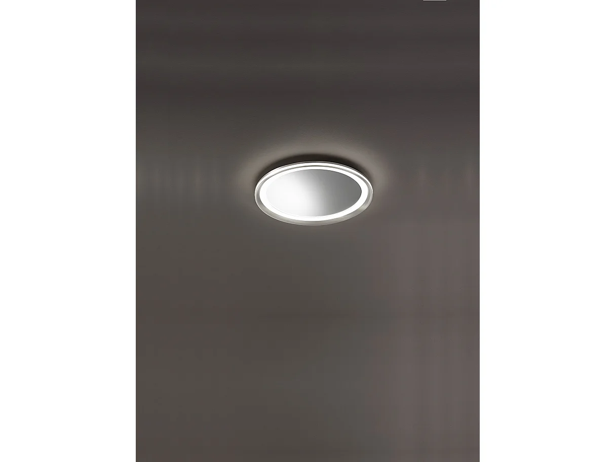 Miroir LED Mirò d.40 cm 38W gris titane, plafonnier et applique murale, lumière chaude 3000K, style moderne salle de bain