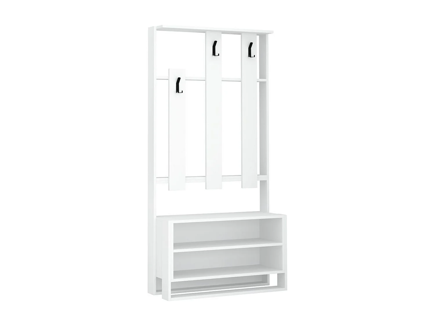 Mueble de entrada 3 estantes y 3 ganchos para abrigos H180 cm - Chester