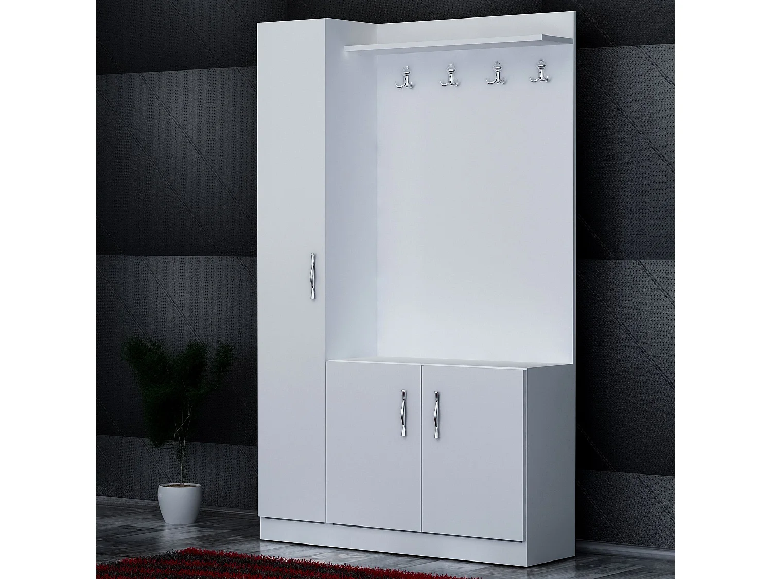 Meuble d'entrée 1 porte à gauche Lilmes L110xH180cm Bois Blanc