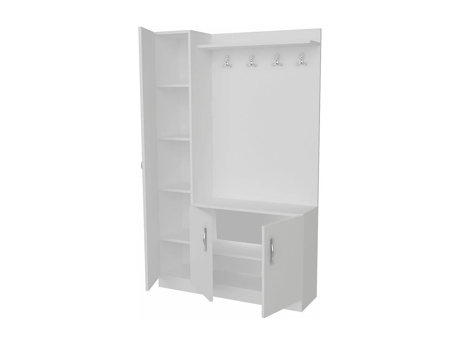 Meuble d'entrée 1 porte à gauche Lilmes L110xH180cm Bois Blanc