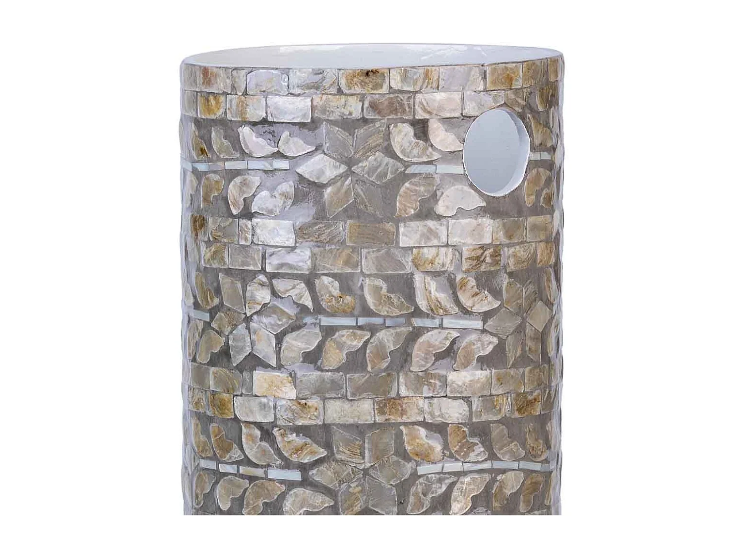 Paragüero redondo de madera y capiz marrón 20x20x57h cm