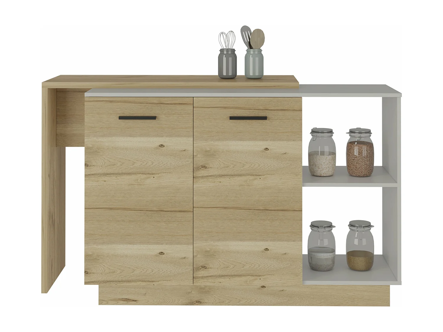 Isola da cucina Sicilia in melaminico con 2 ante e 3 ripiani, multicolore, 90 cm X 150 cm X 60 cm