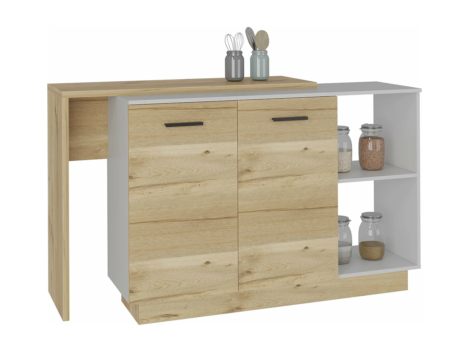 Isola da cucina Sicilia in melaminico con 2 ante e 3 ripiani, multicolore, 90 cm X 150 cm X 60 cm