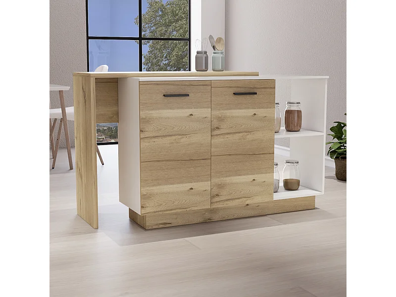 Isola da cucina Sicilia in melaminico con 2 ante e 3 ripiani, multicolore, 90 cm X 150 cm X 60 cm