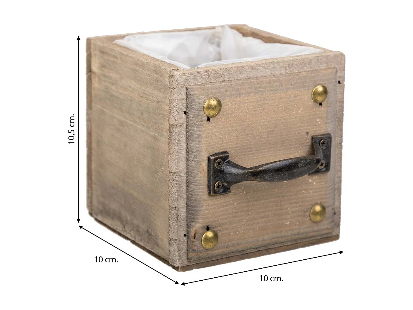 Cajon de madera marron 14x14x12h cm