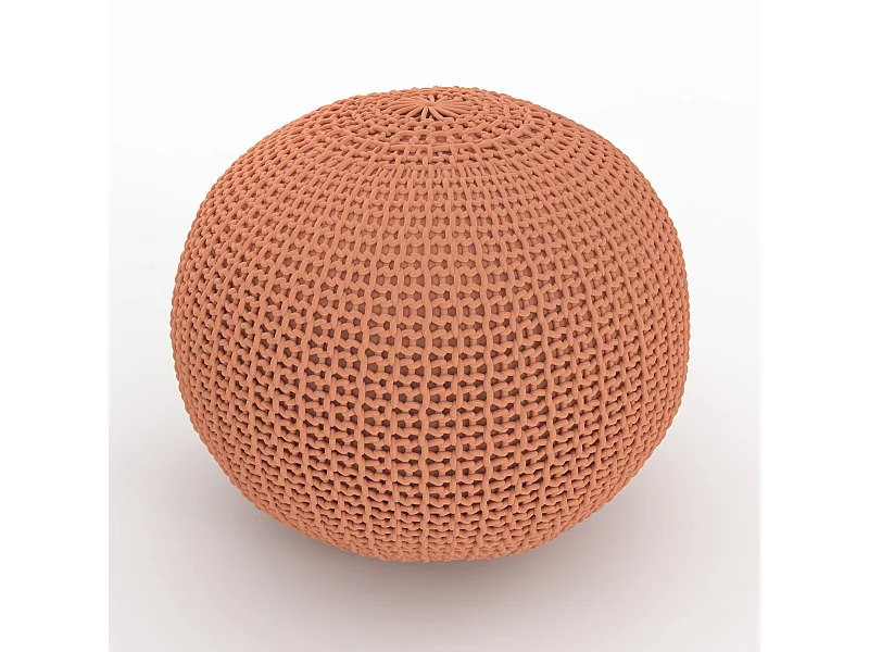 Pouf tricot rond rose poudré D40 cm - Elisa