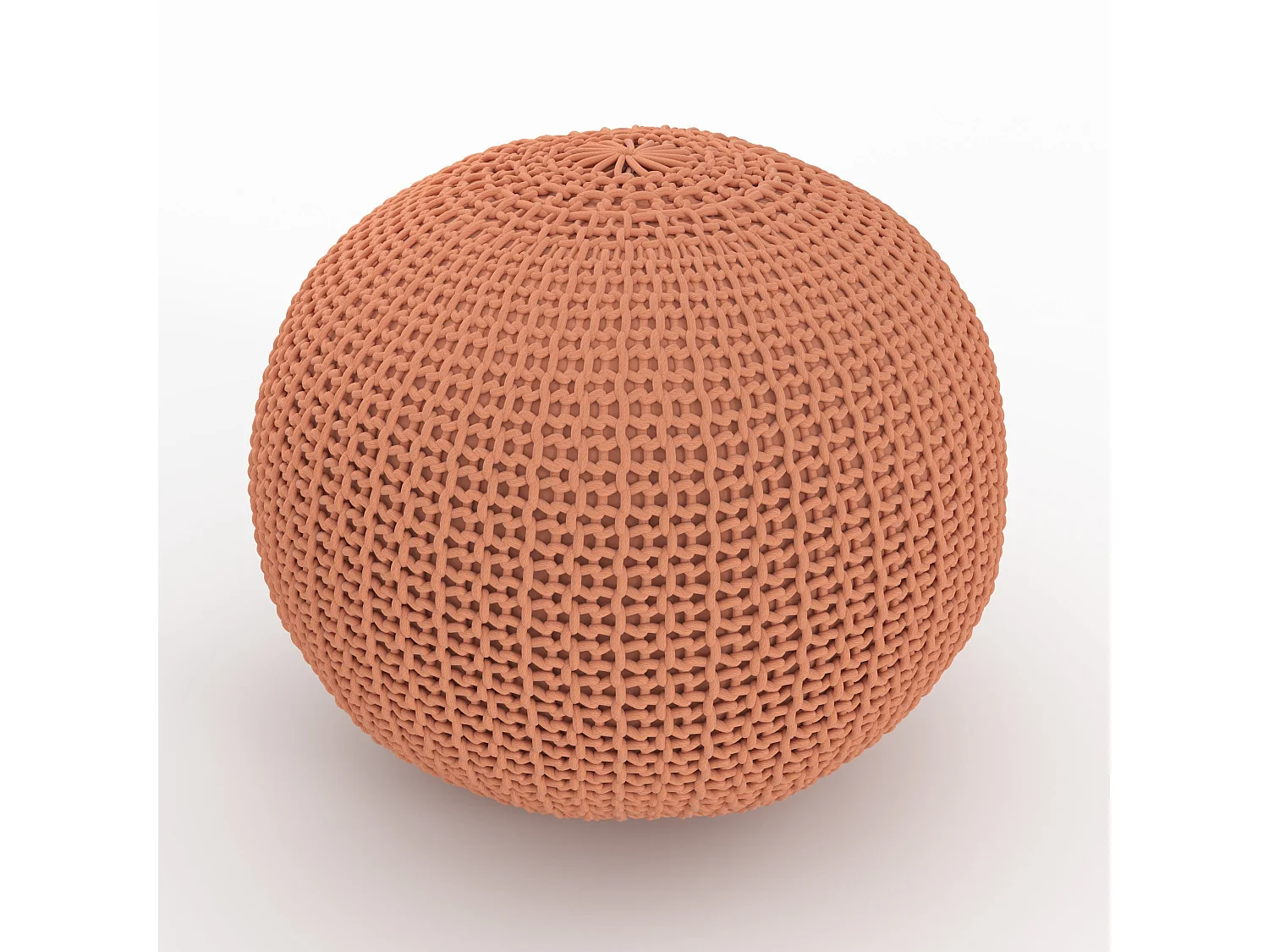 Pouf tricot rond rose poudré D40 cm - Elisa