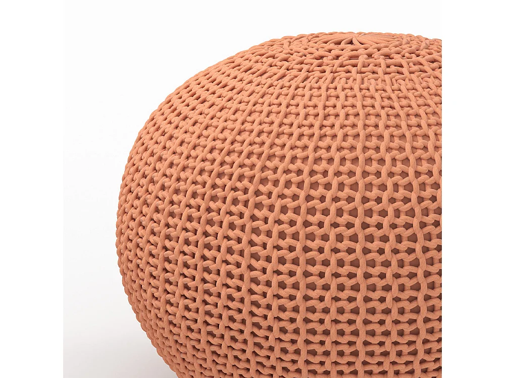 Pouf tricot rond rose poudré D40 cm - Elisa