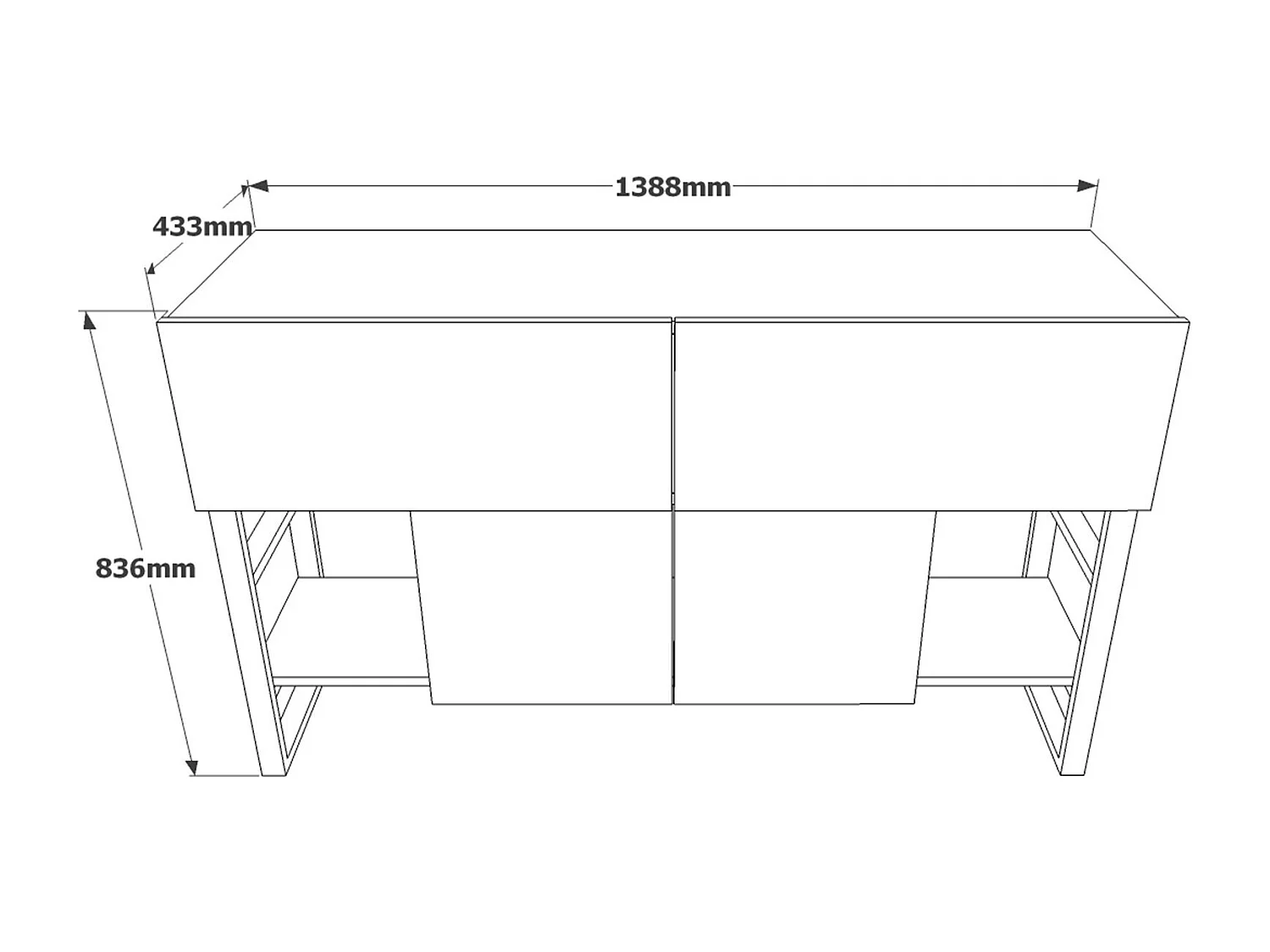 Nowoczesna komoda z lustrem, sosna atlantycka, 139 x 83,6 x 43,3 cm | Płyta wiórowa pokryta melaminą, 18 mm | Stylowe rozwiązanie do przechowywania w
