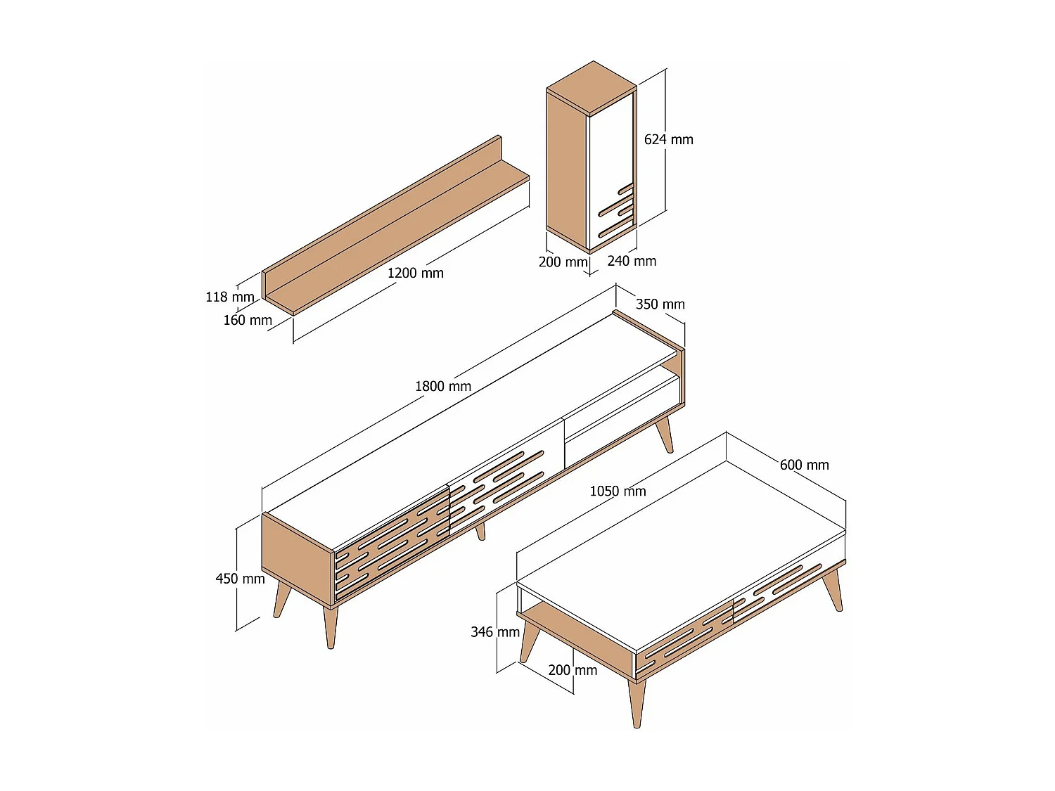 Ensemble de meubles de salon Oviva Bois foncé