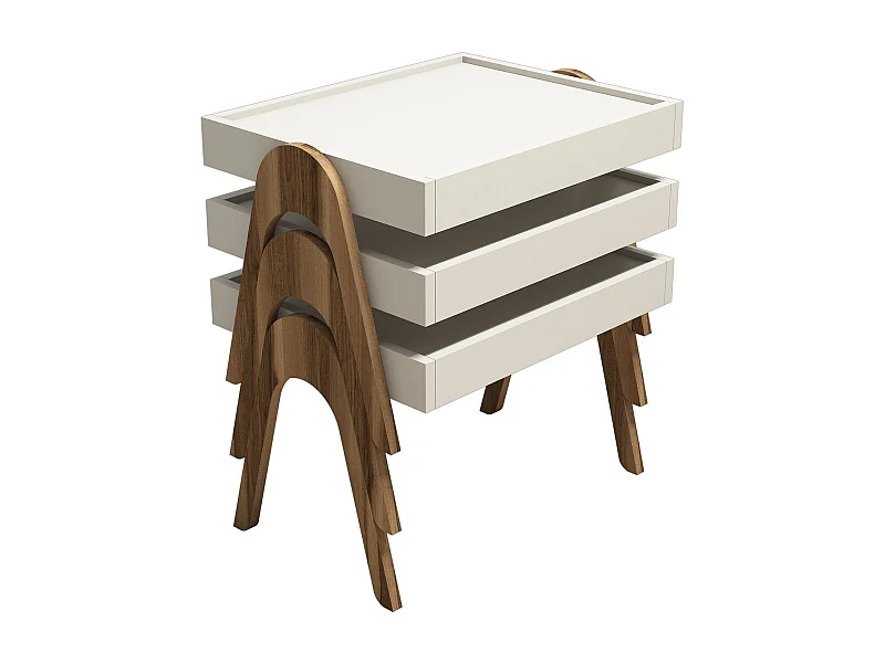 Conjunto mesa de centro Kailua 135, Crema|Nuez, 41x54x40cm, Aglomerado laminado, Angular