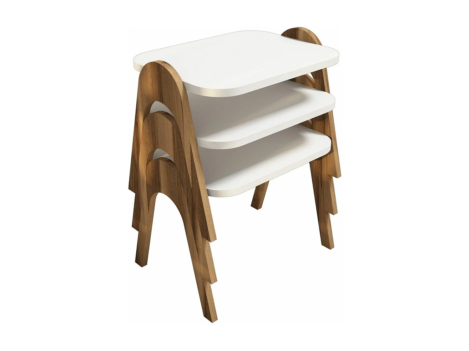 Lot de 3 bout de canapé Dilra Bois Naturel et Blanc