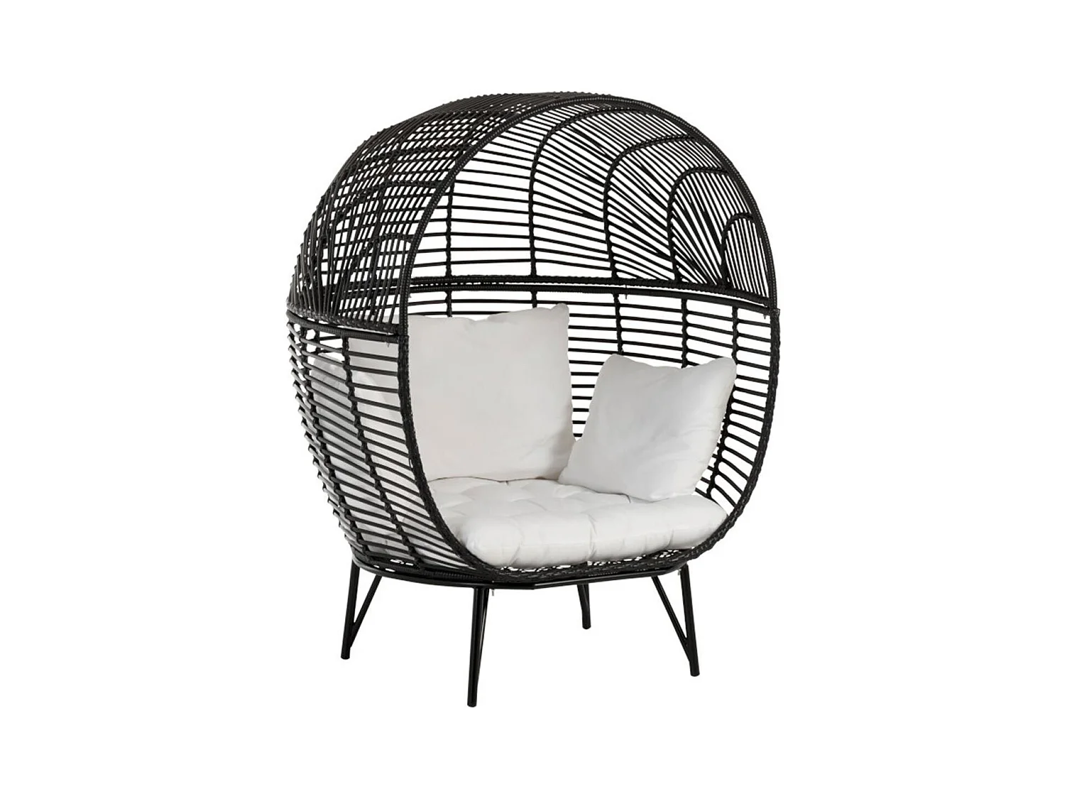 Fauteuil Design Ovale "Aciera" 151cm Noir