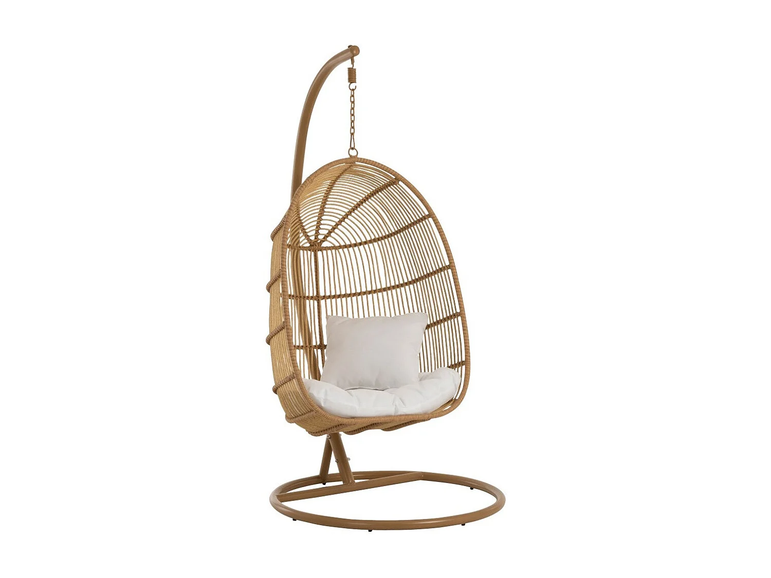 Ovale hangstoel van staal met natuurlijk rotan-effect BINO – Luchtige elegantie-Kleur Beige