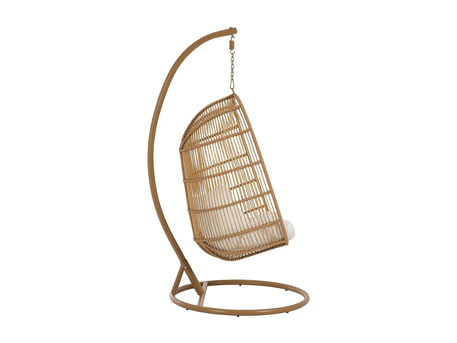 Ovale hangstoel van staal met natuurlijk rotan-effect BINO – Luchtige elegantie-Kleur Beige