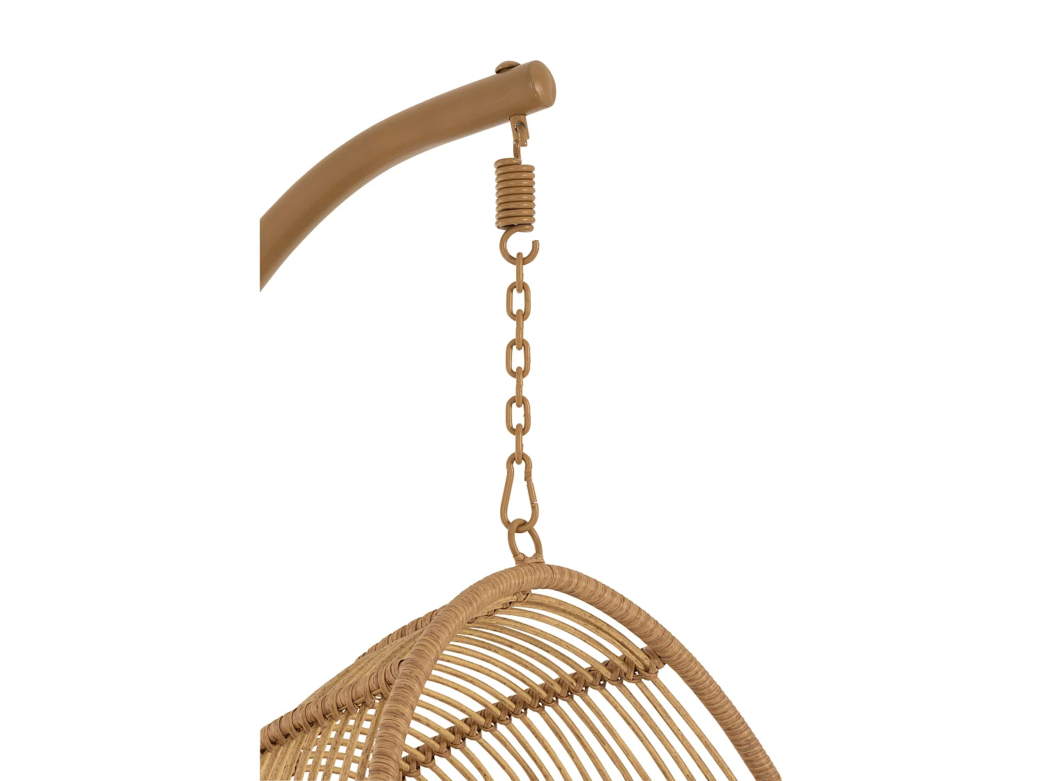 Ovale hangstoel van staal met natuurlijk rotan-effect BINO – Luchtige elegantie-Kleur Beige