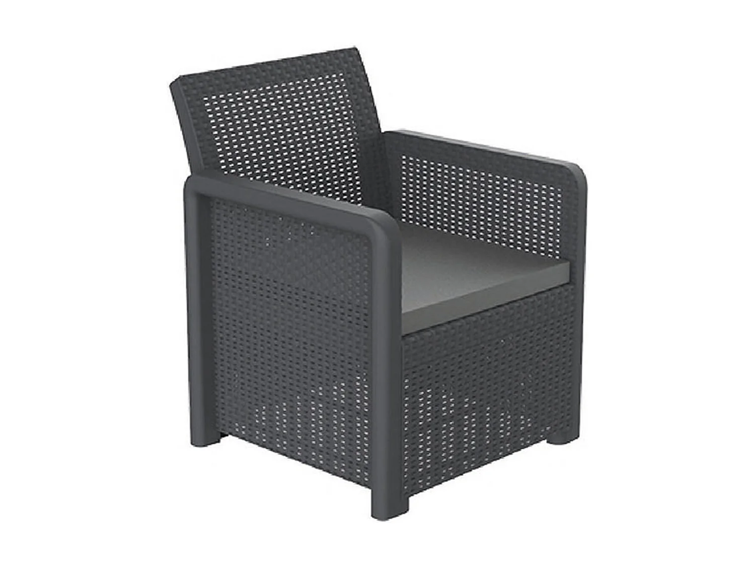 Salon meuble de jardin de 4 personnes coloris gris anthracite ( 2 fauteuils, canapé, table basse )