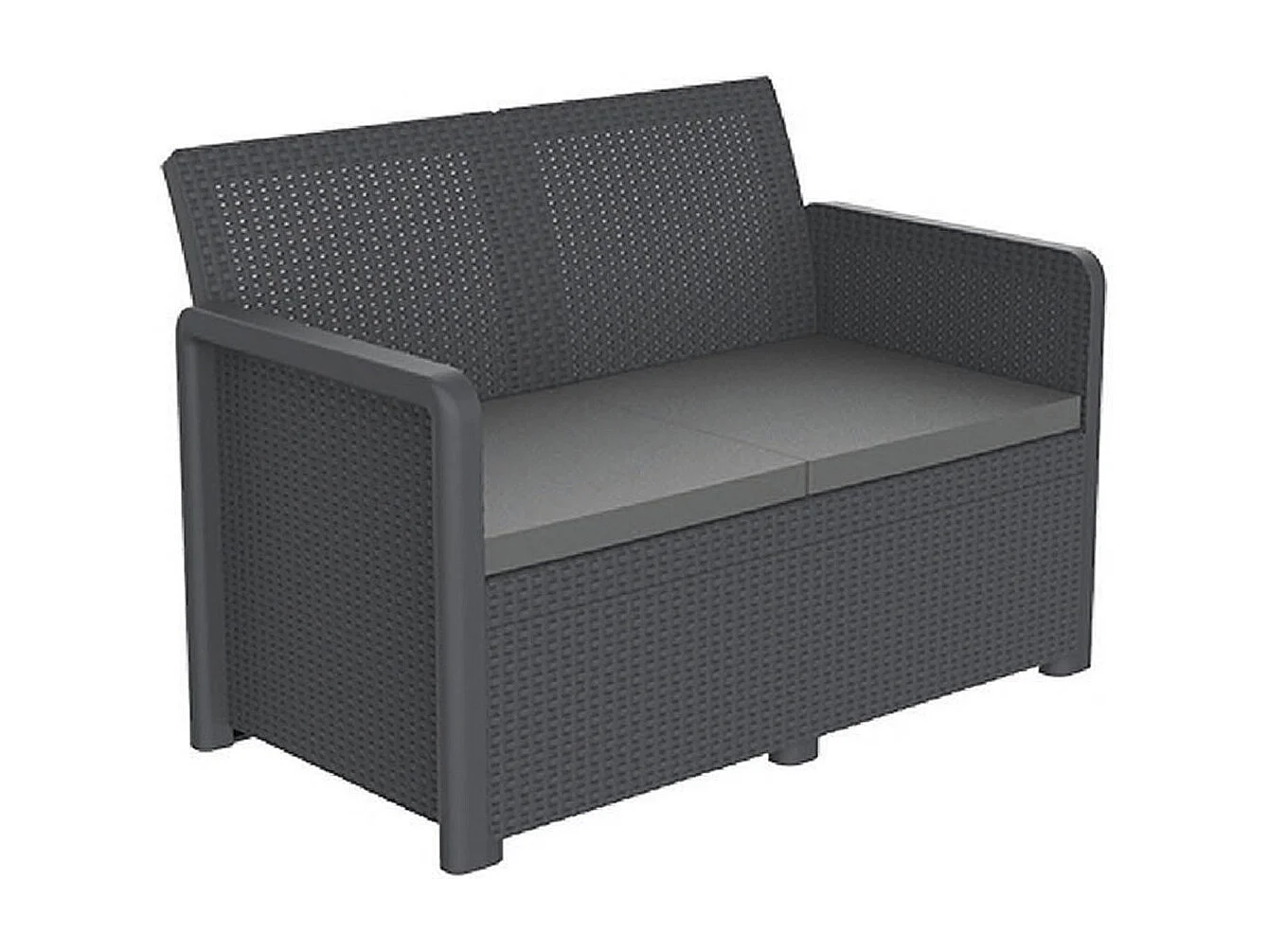 Salon meuble de jardin de 4 personnes coloris gris anthracite ( 2 fauteuils, canapé, table basse )