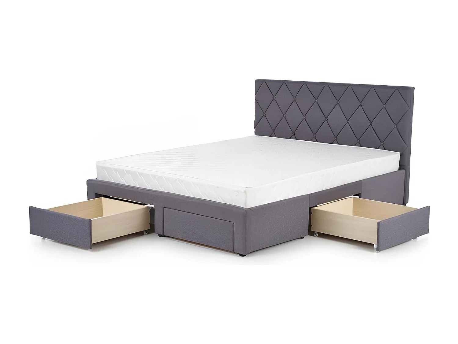 Bett Betina/140x200/Stoffbezug/Grau