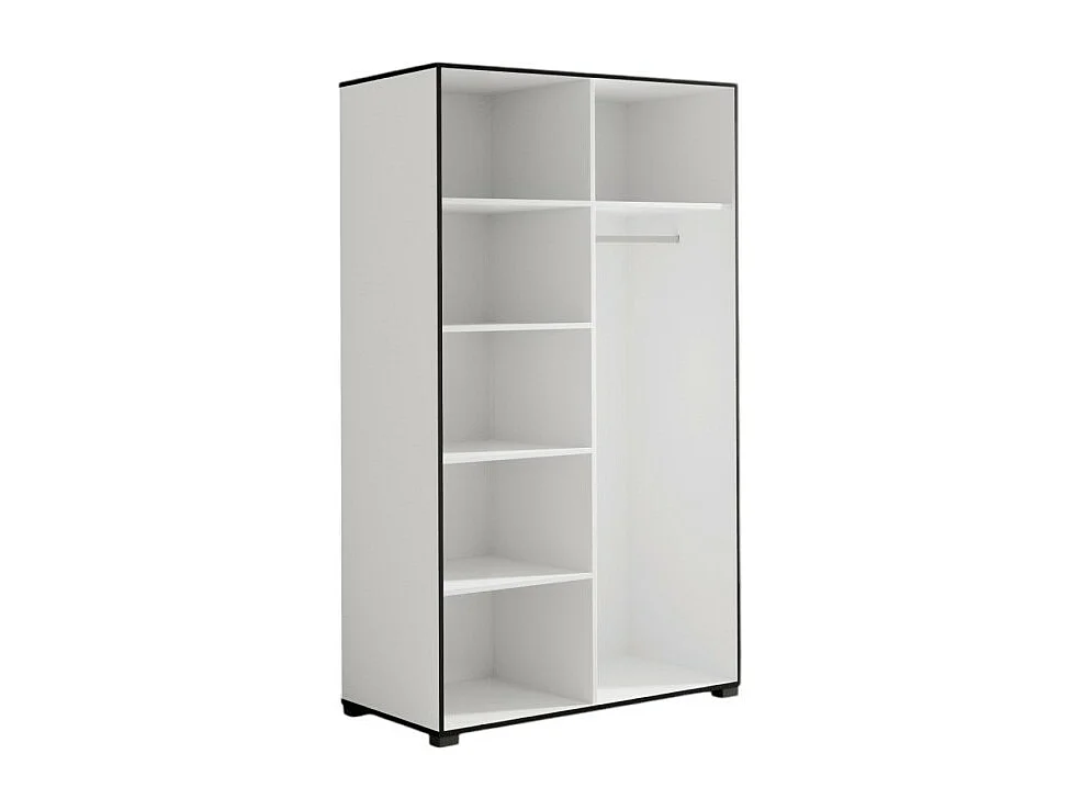 Kleiderschrank Wanda (120cm)/Drehtüren/Spiegel/Weiss&Schwarz