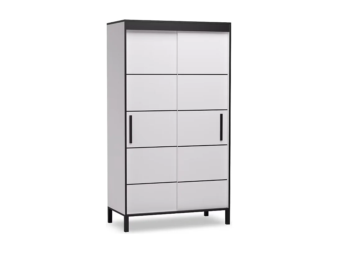 Armadio Alicante (120cm)/ante scorrevoli/Bianco&Nero