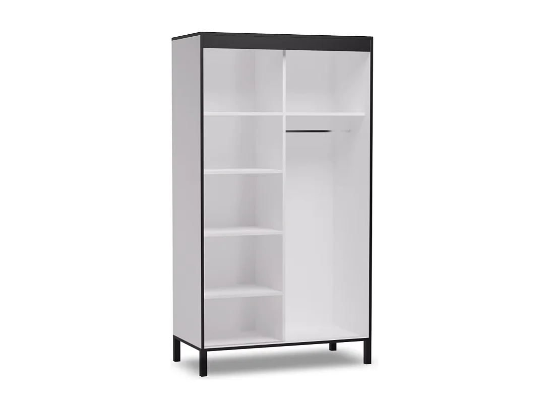 Armoire Alicante (120cm)/portes coulissantes/Blanc&Noir