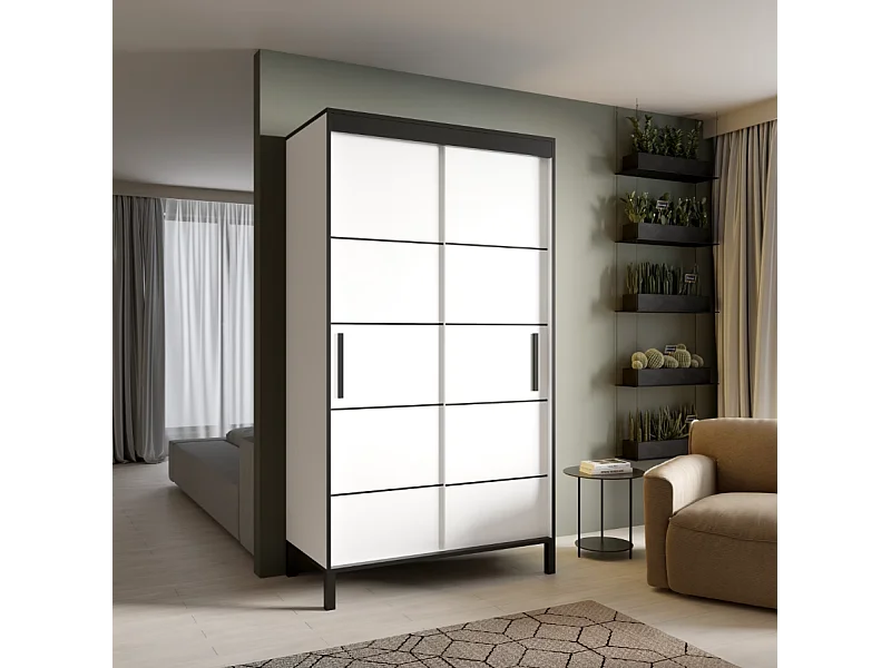 Armoire Alicante (120cm)/portes coulissantes/Blanc&Noir