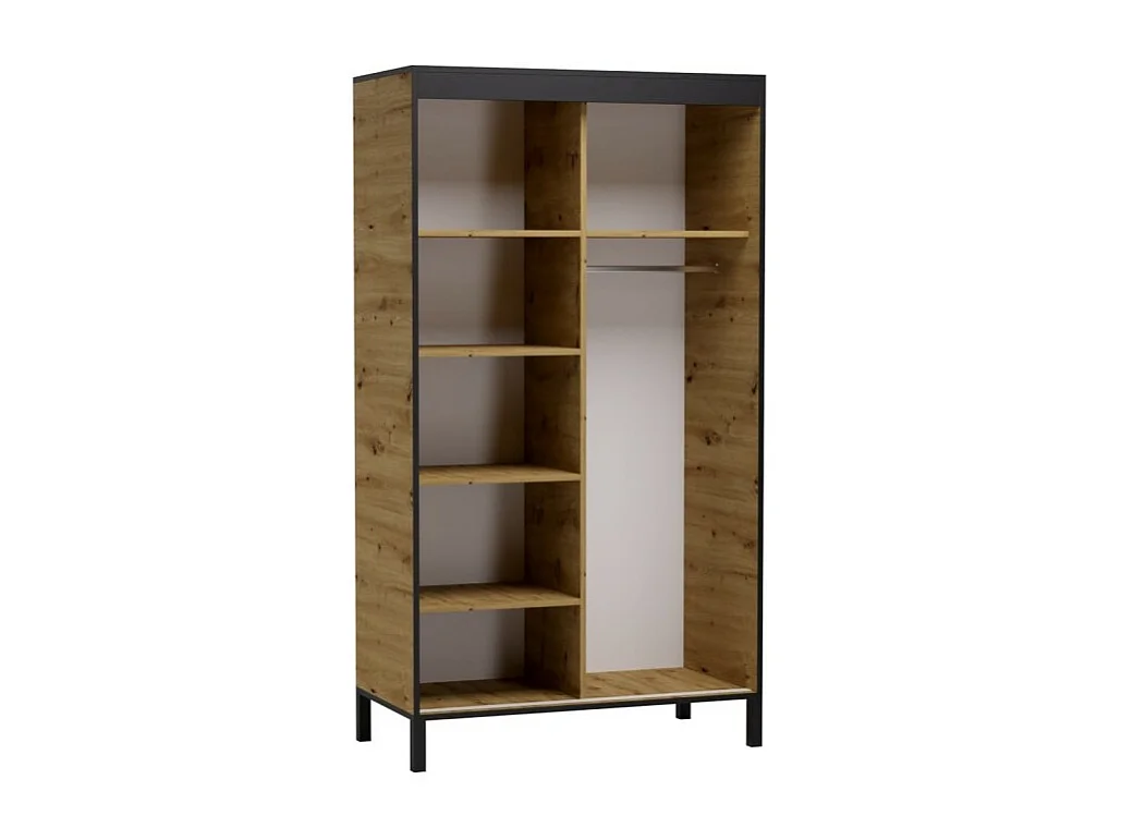 Kleiderschrank Alicante (120cm)/Schiebetüren/Braun&Schwarz