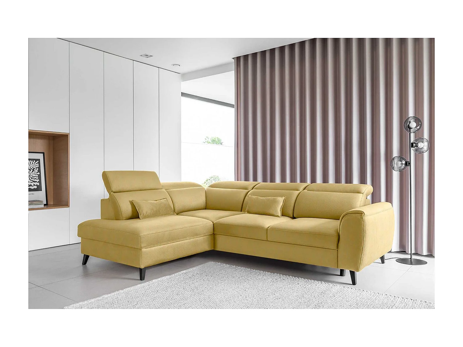 Ecksofa Dino R/Stoffbezug/Gelb