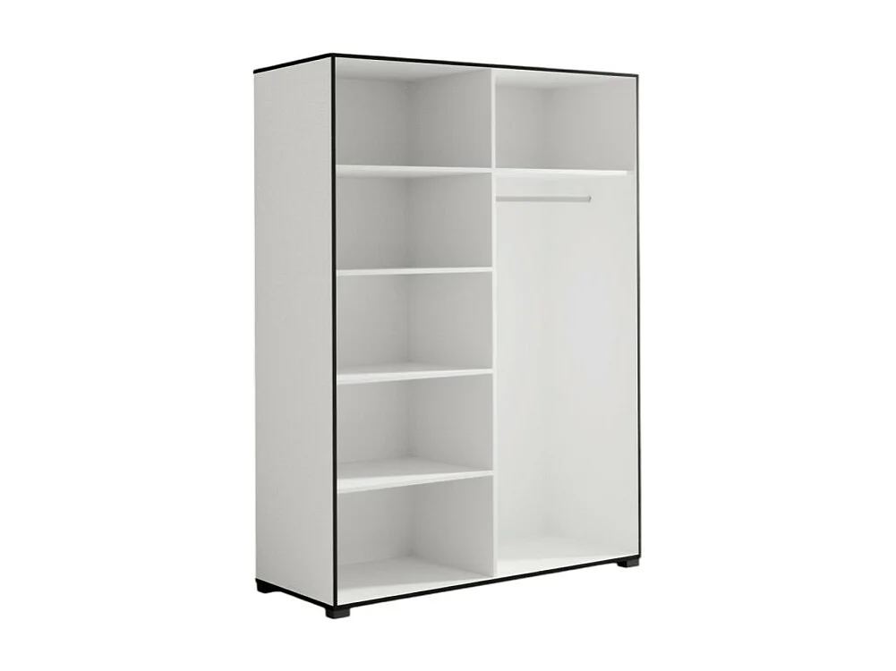 Armoire Wanda (150 cm)/Portes battantes/Miroir/Blanc et noir