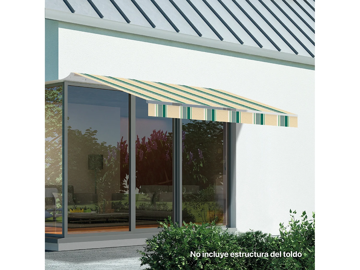 Wasabi - Toile Store 3x2 Beige/Vert Acrylique 300 g/m² - 10 Ans Garantie Anti-Décoloration - Protection UV - 283x200 cm