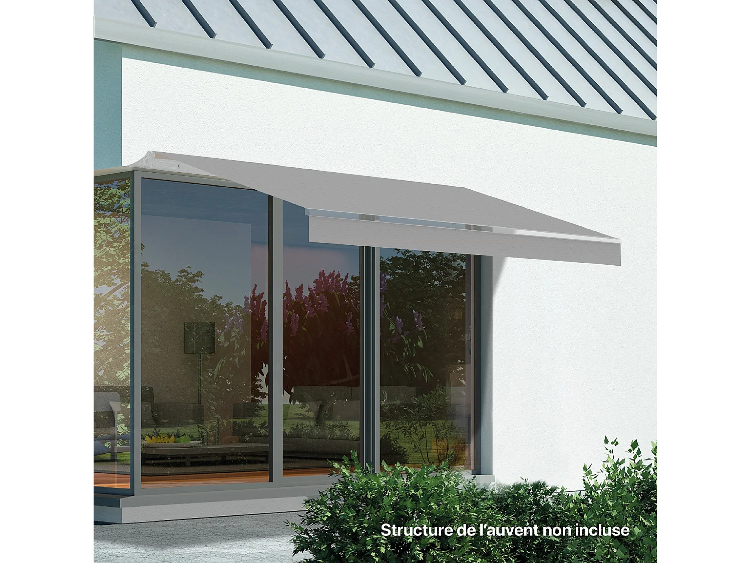 Wasabi - Lona para Toldo de 4x2,5 Gris Poliéster 280 gr/m2 – Resistente al Agua – Protección UV – 383x250cm – Malla Sombreo - Tela Enrollable Repuesto para Toldos